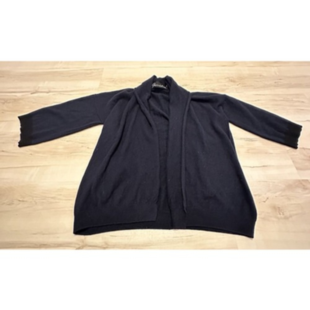 Parrish LA‎ Women Small 100% Cardigan Sweater Open Front Oversize Navy Blue